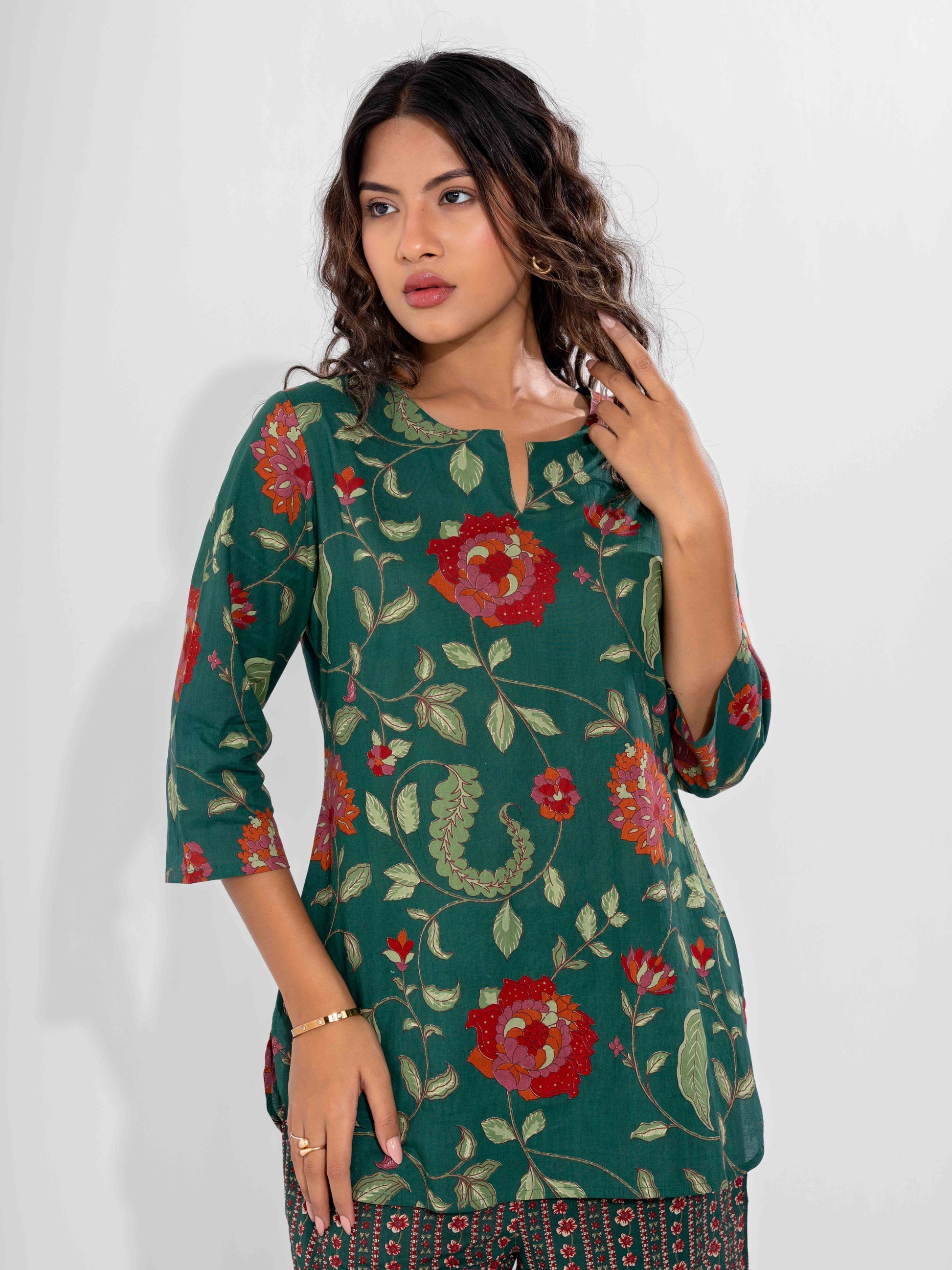 Green Ease Pure Cotton Round Neck Co-ord Set