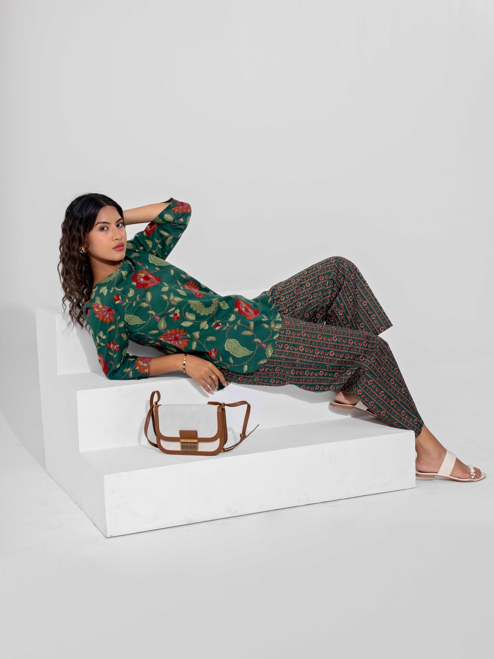 Green Ease Pure Cotton Round Neck Co-ord Set