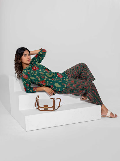 Green Ease Pure Cotton Round Neck Co-ord Set