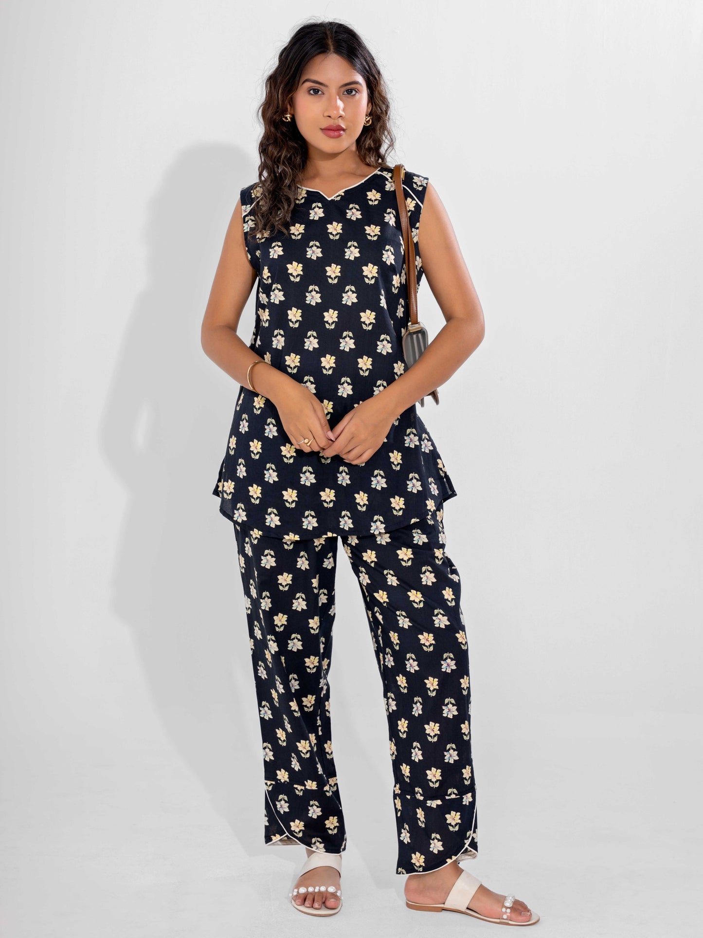 Black Butter Pure Cotton Sleeveless Co-ord Set