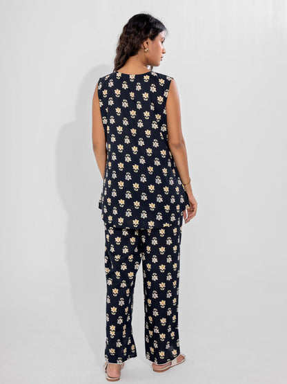 Black Butter Pure Cotton Sleeveless Co-ord Set