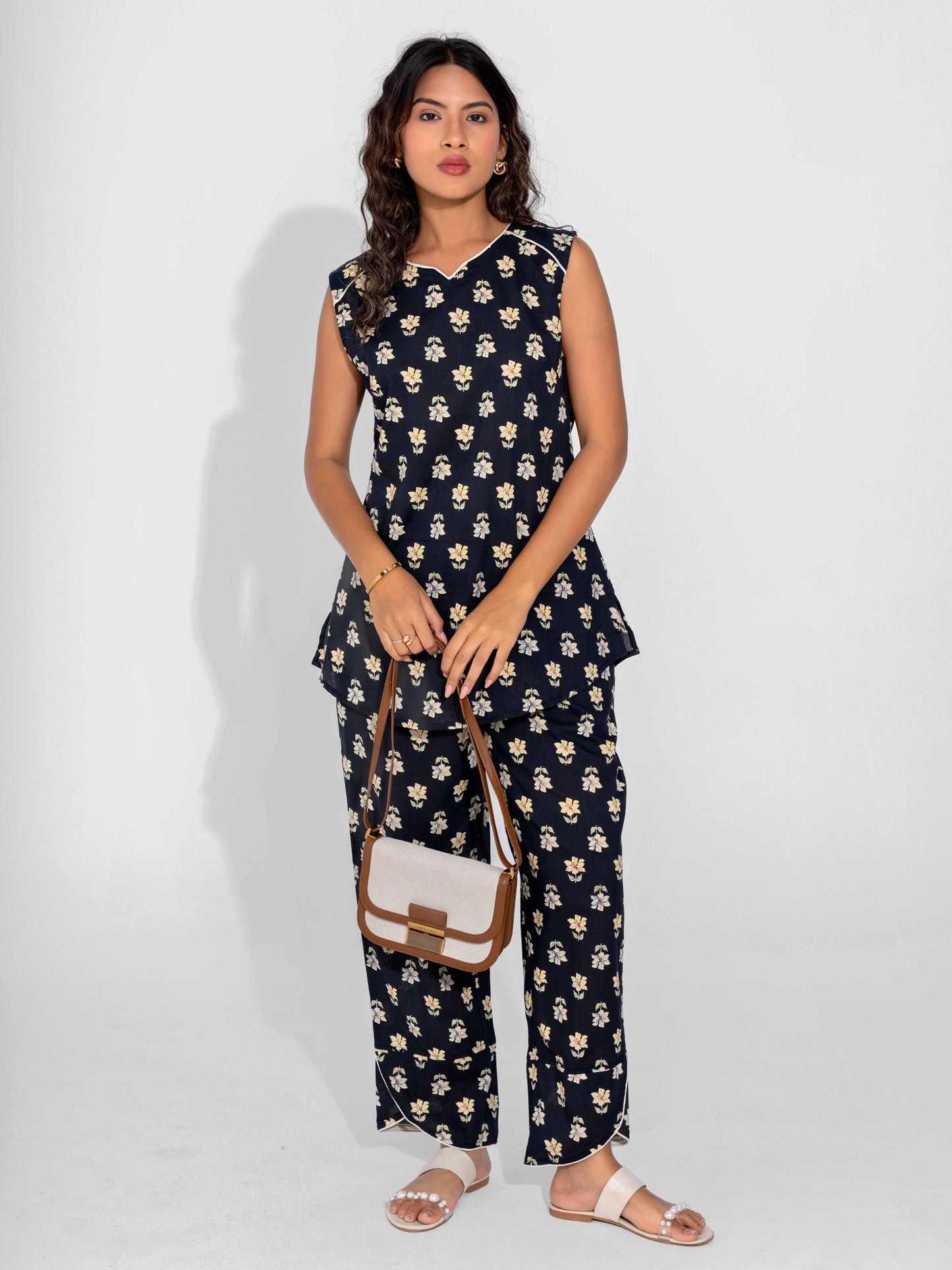 Black Butter Pure Cotton Sleeveless Co-ord Set