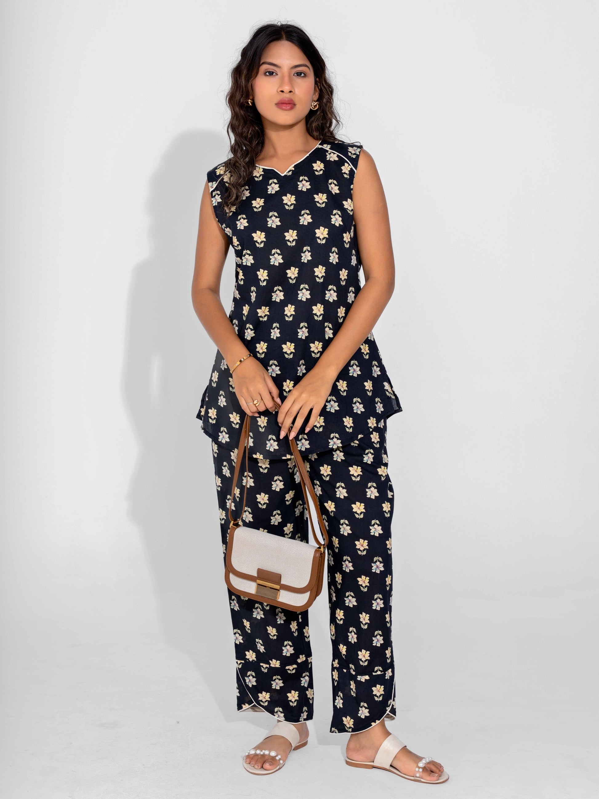 Black Butter Pure Cotton Sleeveless Co-ord Set