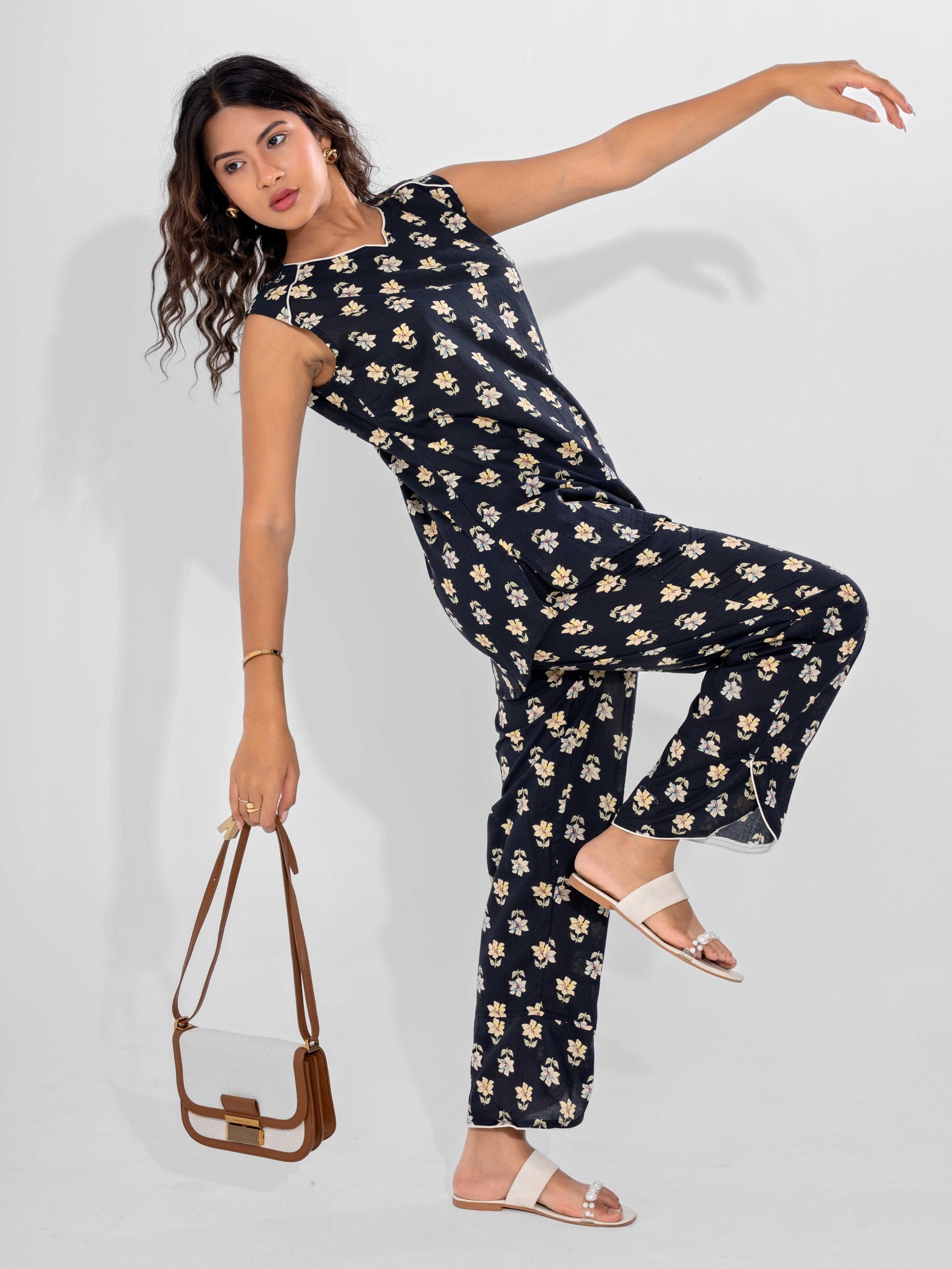 Black Butter Pure Cotton Sleeveless Co-ord Set