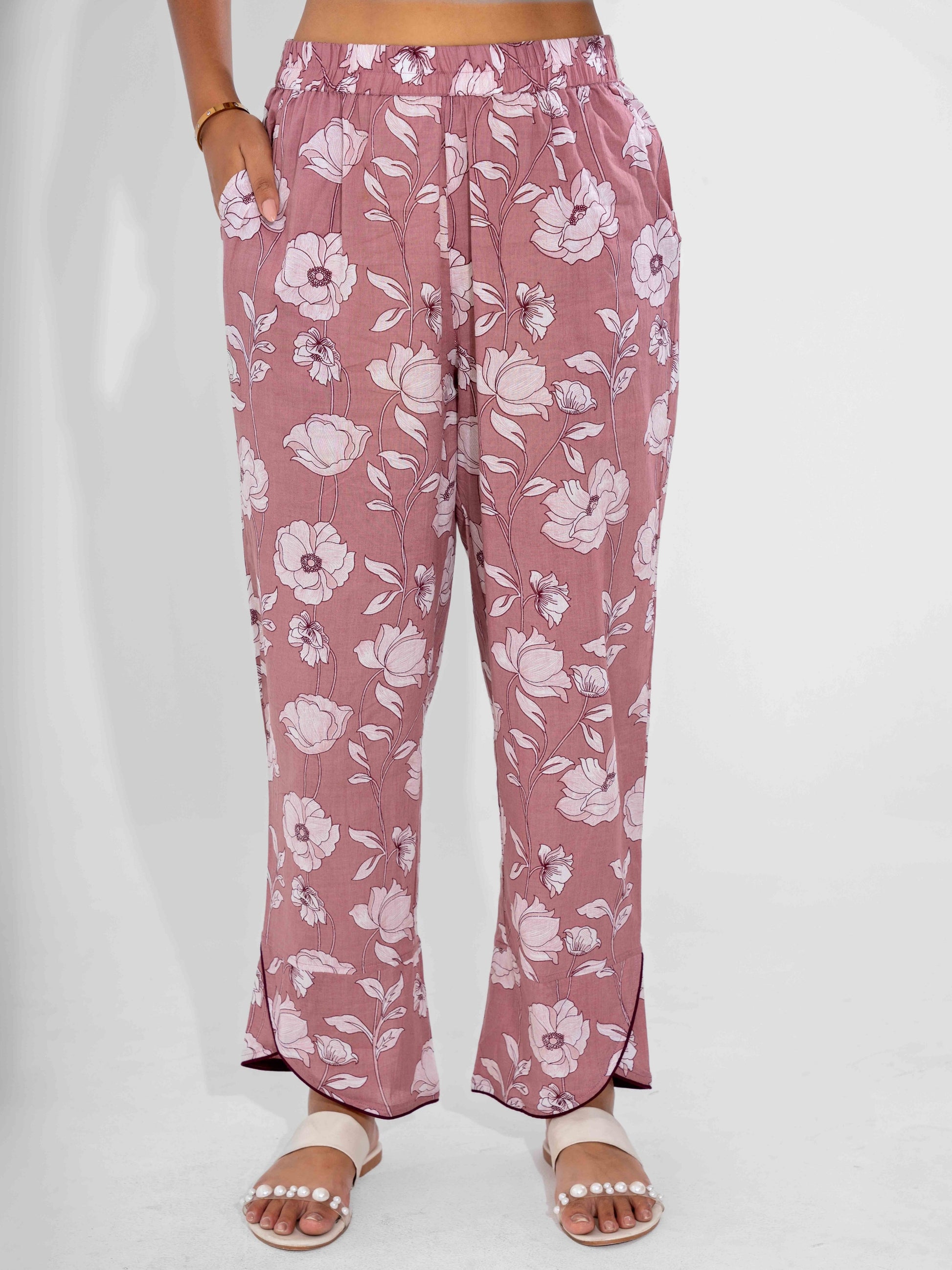 Dusty Rose Pure Cotton Sleeveless Co-Ord Set