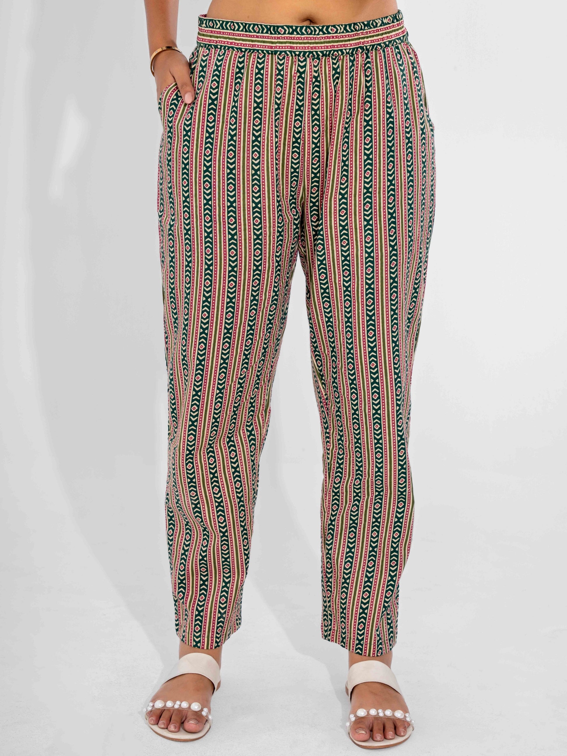 Green Delight Pure Cotton Short Sleeves Collar Co-Ord Set