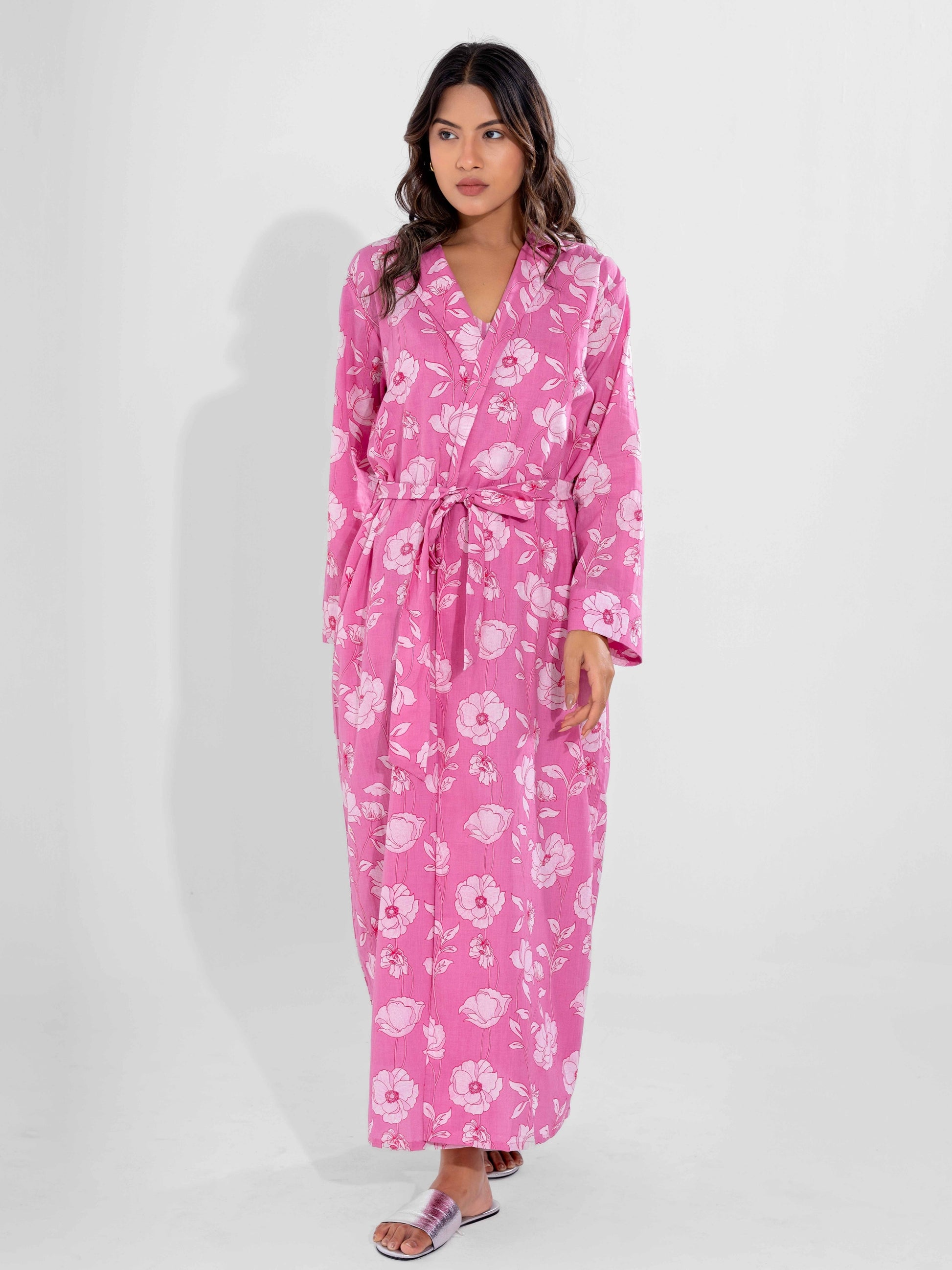 Pink Grace Pure Cotton Collar Robe