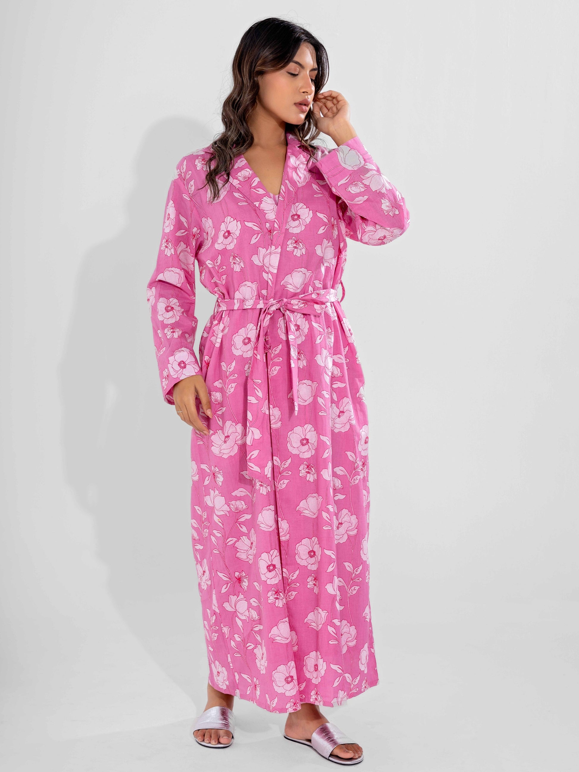 Pink Grace Pure Cotton Collar Robe