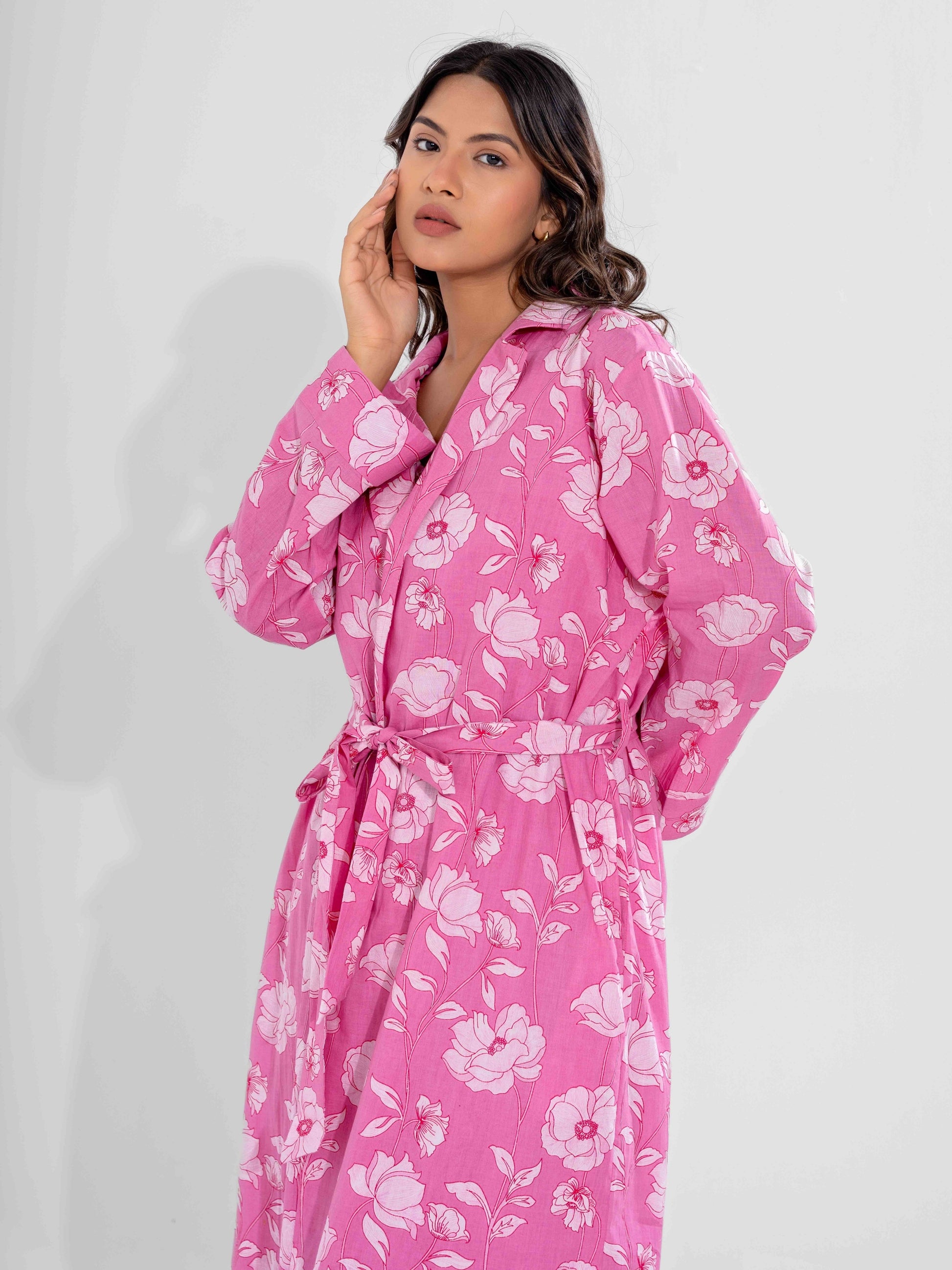 Pink Grace Pure Cotton Collar Robe