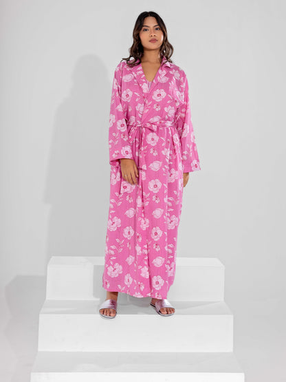 Pink Grace Pure Cotton Collar Robe