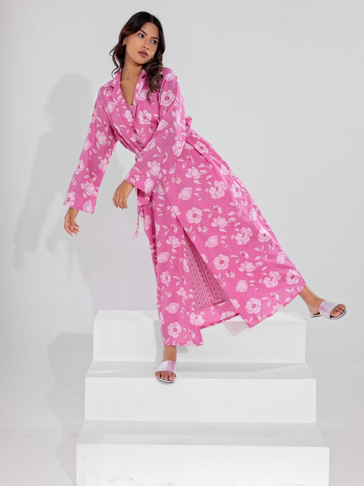 Pink Grace Pure Cotton Collar Robe