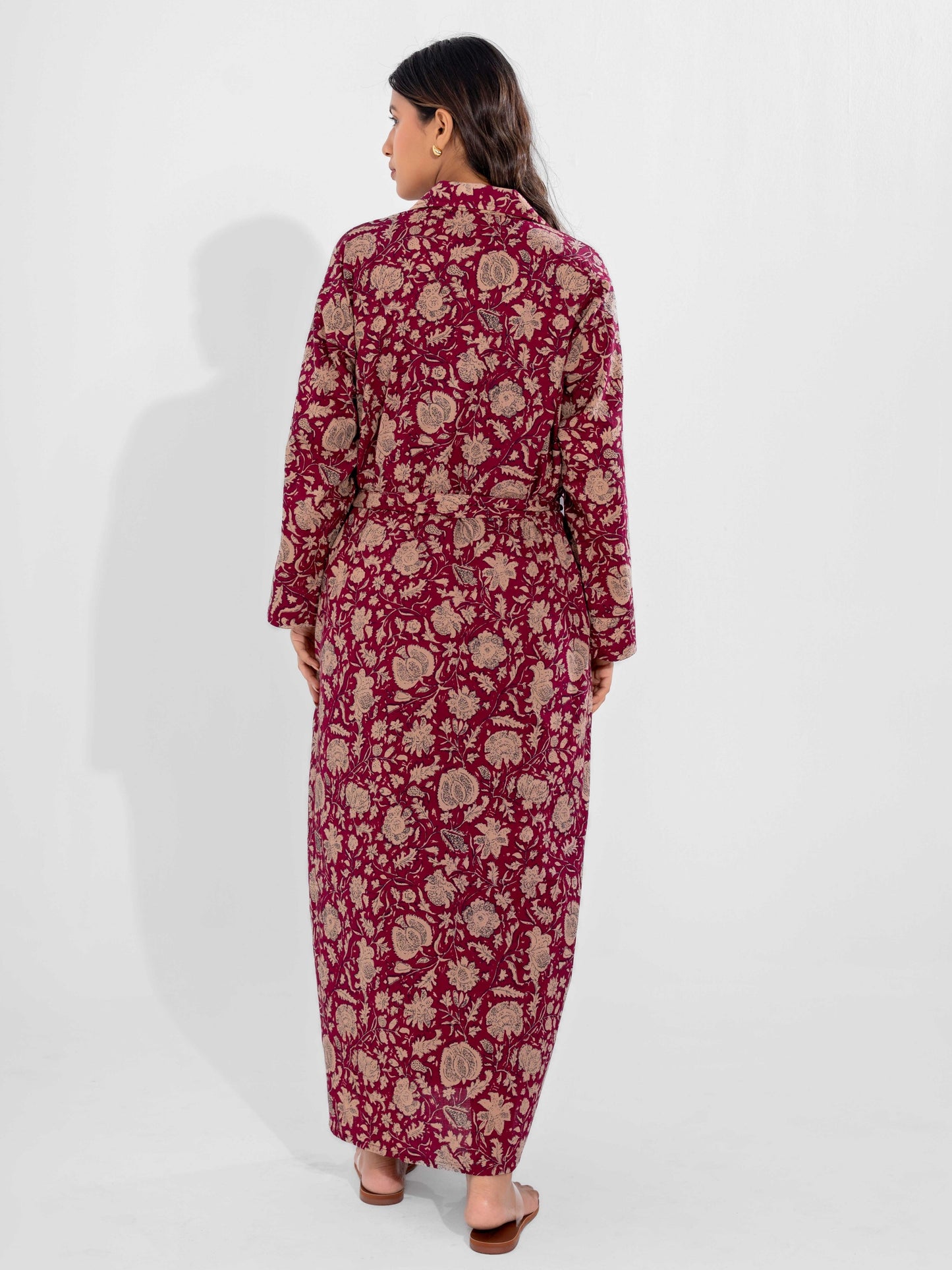 Wine Dust Pure Cotton Collar Robe