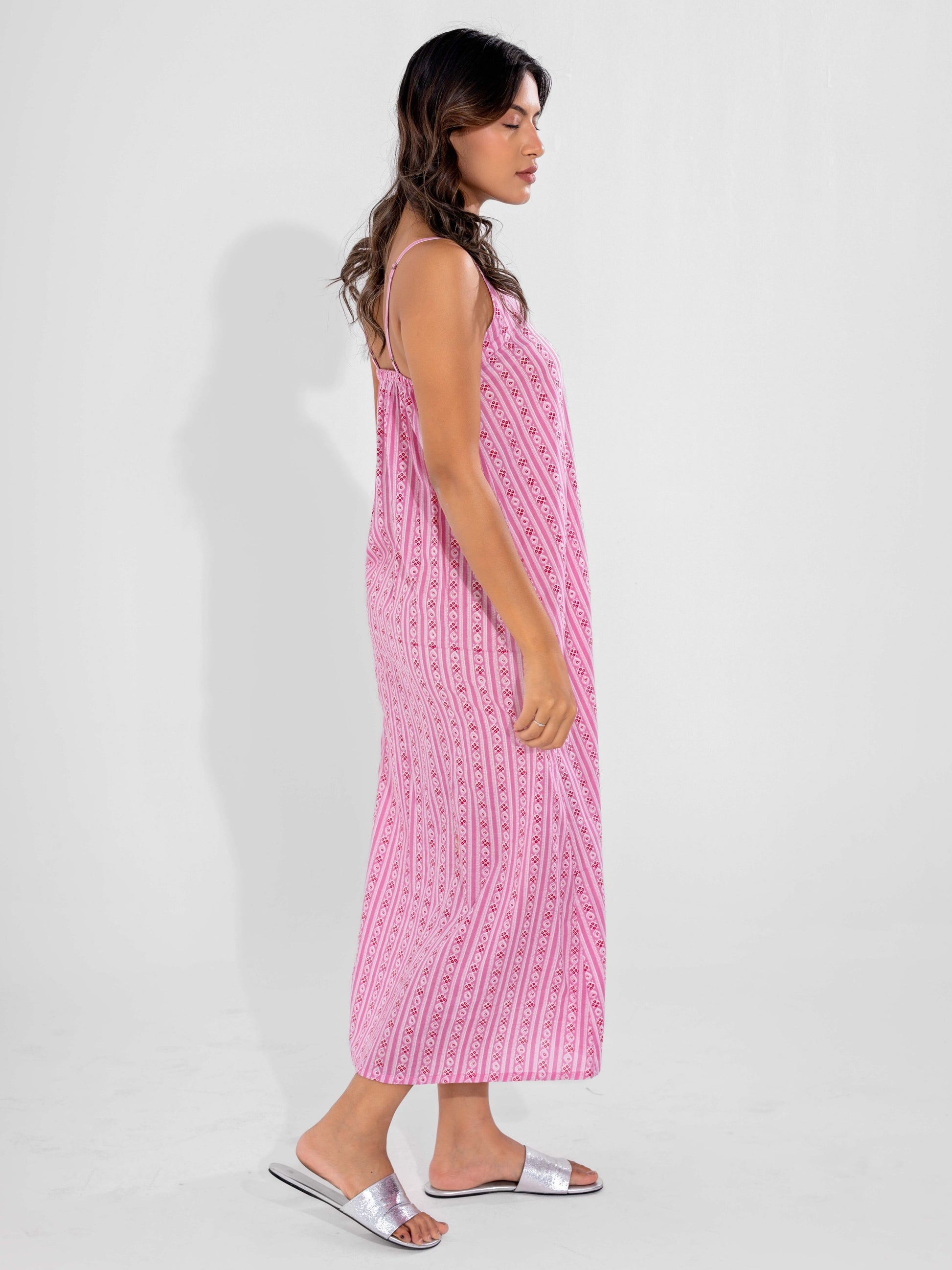 Pink Soft Pure Cotton V-Neck Midi & Shrug