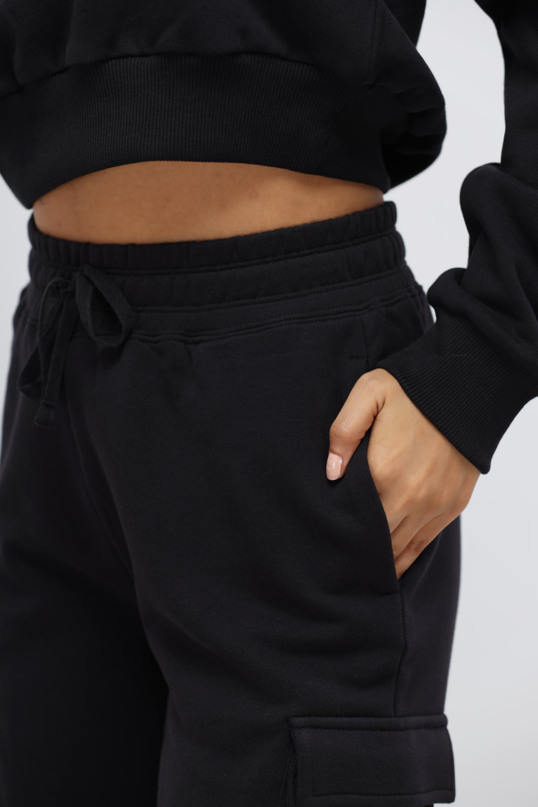 Jet Black Terry Jogger Set