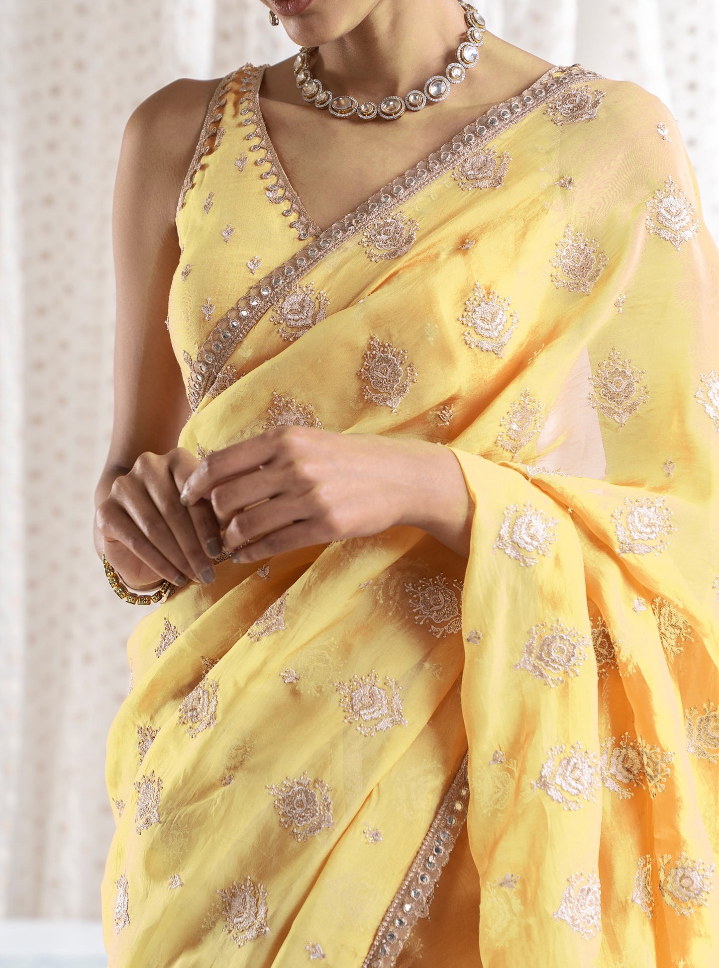 Savani Organza Yellow Saree