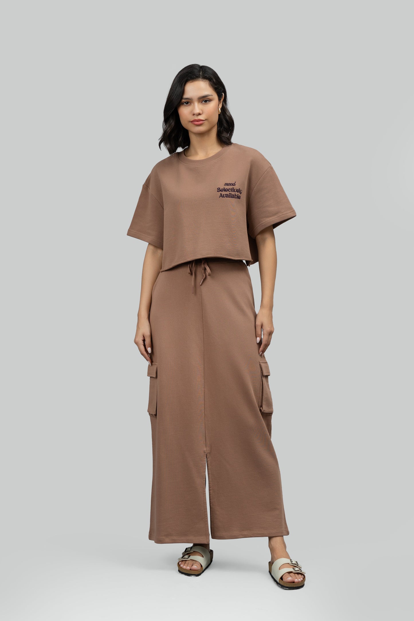 Mocha Terry Skirt Co-ord Set