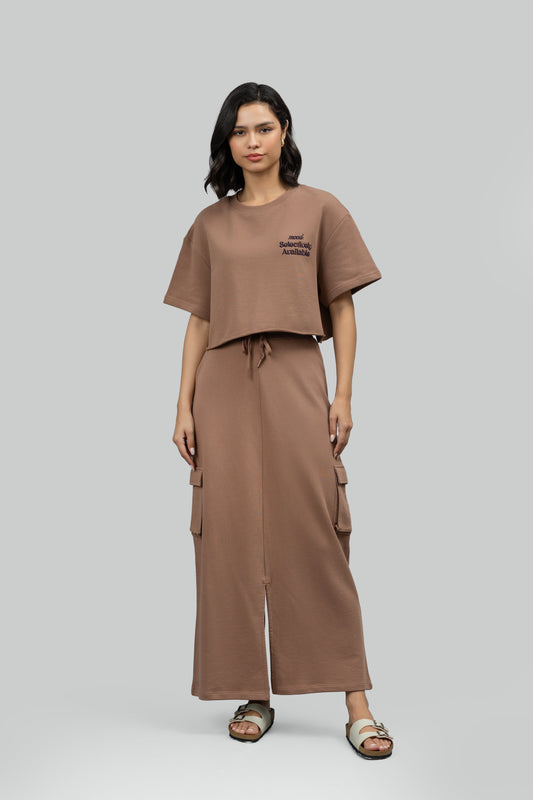Mocha Terry Skirt Co-ord Set