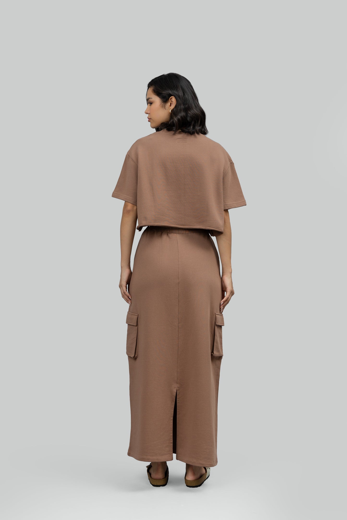 Mocha Terry Skirt Co-ord Set