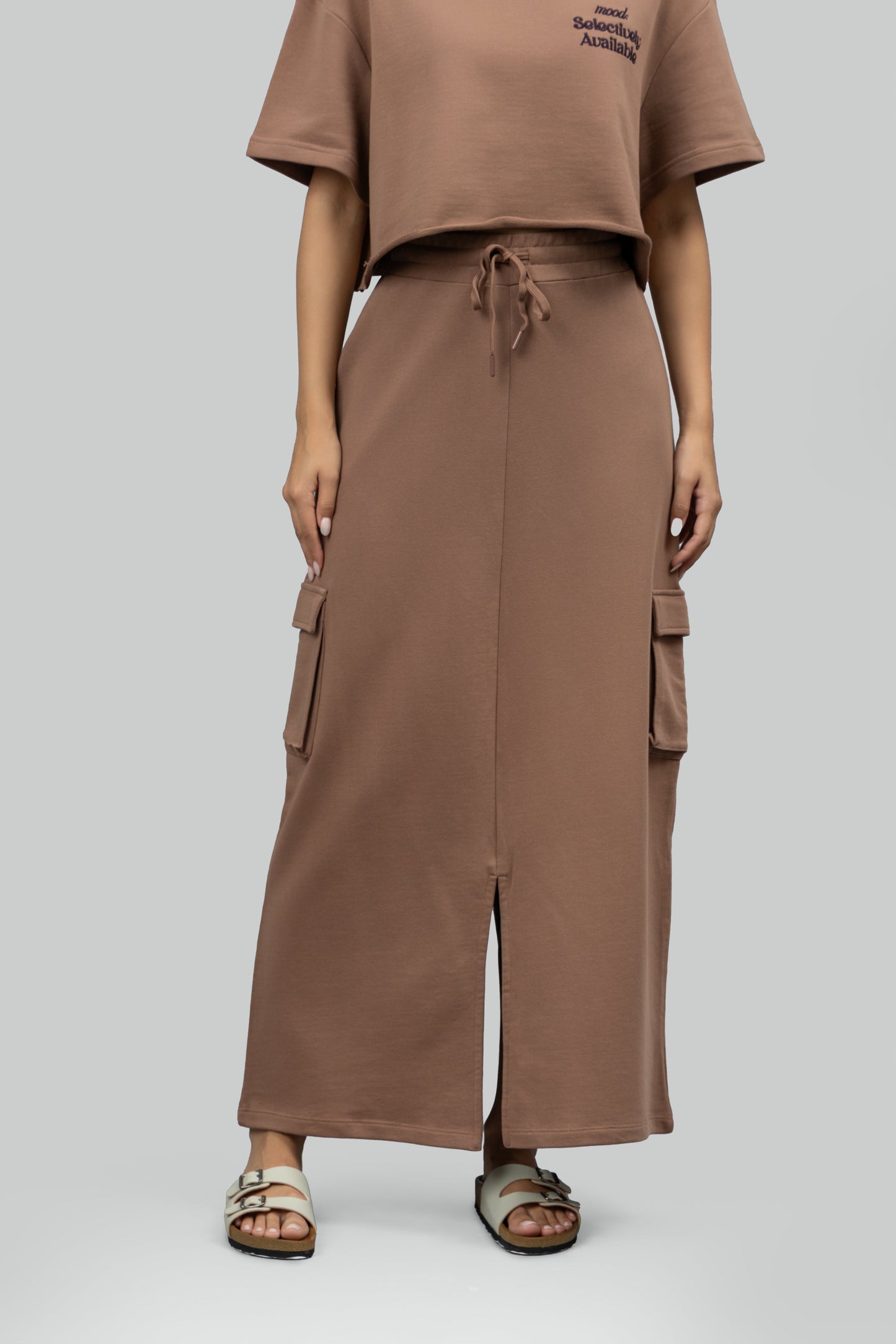 Mocha Terry Skirt Co-ord Set