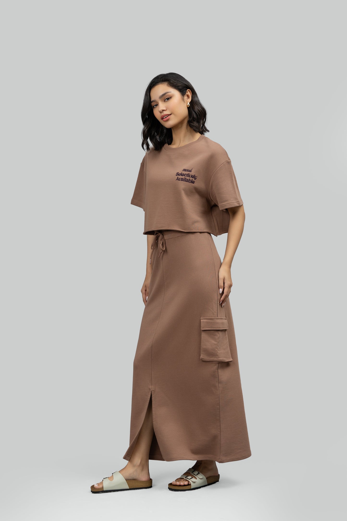 Mocha Terry Skirt Co-ord Set