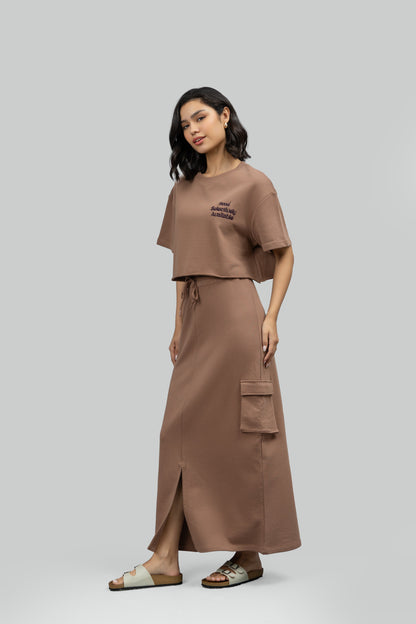 Mocha Terry Skirt Co-ord Set