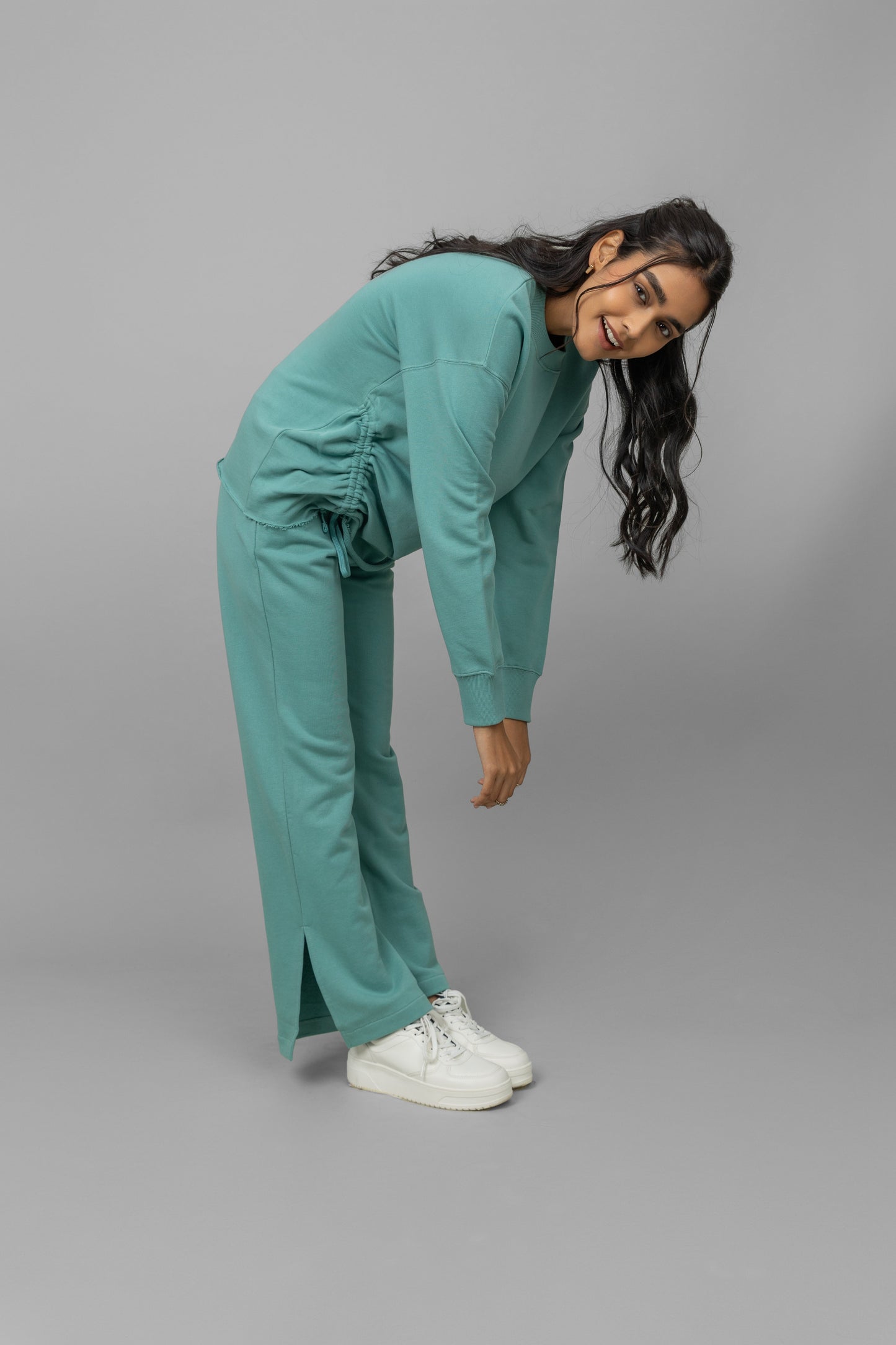 Aqua Terry Ruched Co-ord Set