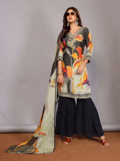 Gul Narangi Crushed Sharara Set Embroidery