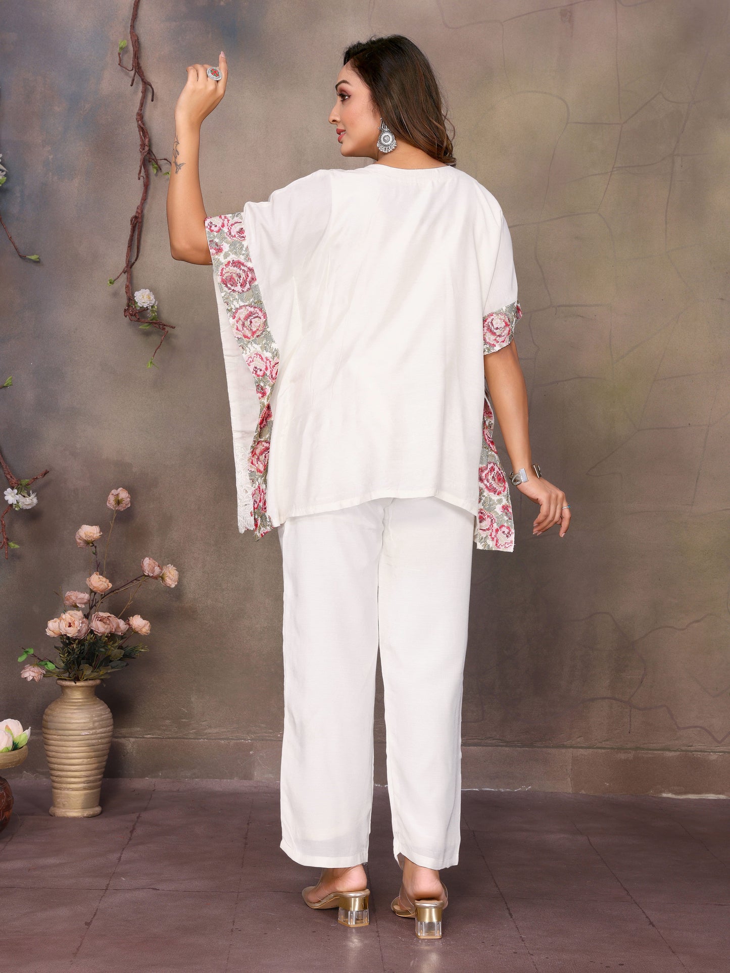 Ivory Bloom Kaftan Set
