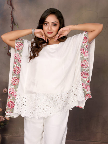 Ivory Bloom Kaftan Set