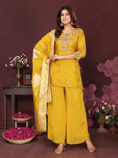 Marigold Majesty Short Dress and Dupatta Set