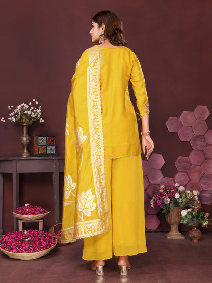 Marigold Majesty Short Dress and Dupatta Set