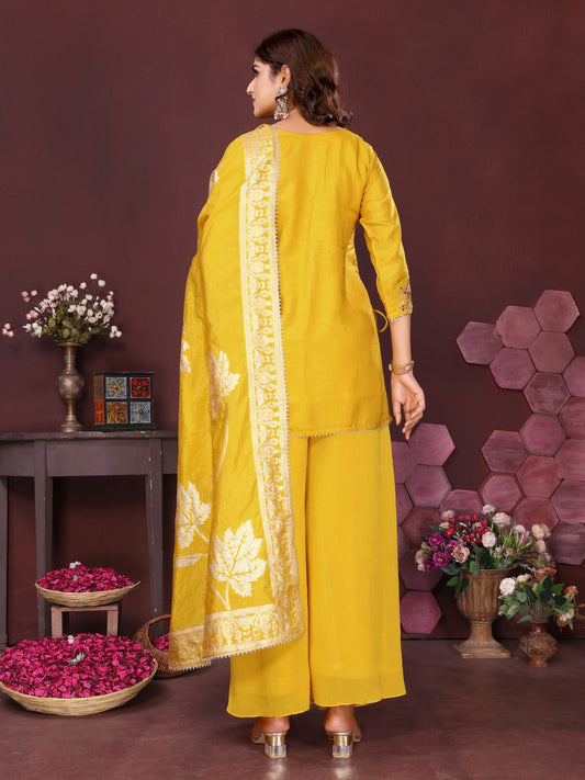Marigold Majesty Short Dress and Dupatta Set