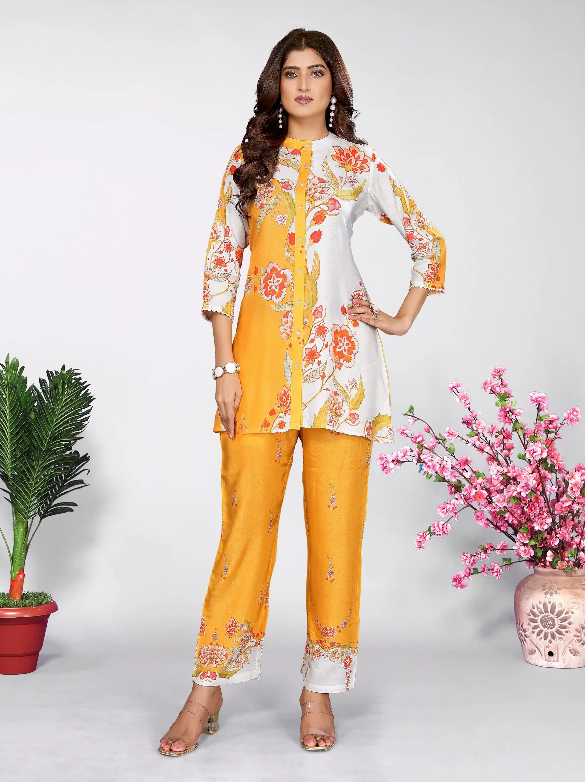 Marigold Yellow Floral Printed Co-ord Set