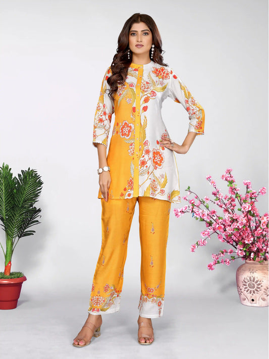 Marigold Yellow Floral Printed Co-ord Set