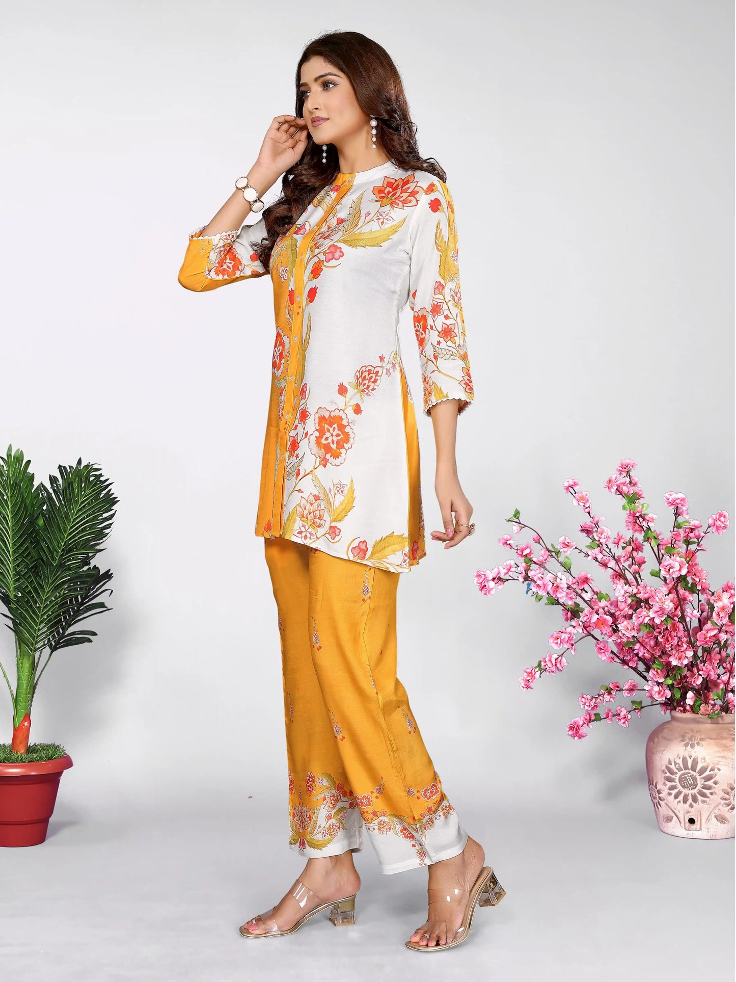 Marigold Yellow Floral Printed Co-ord Set