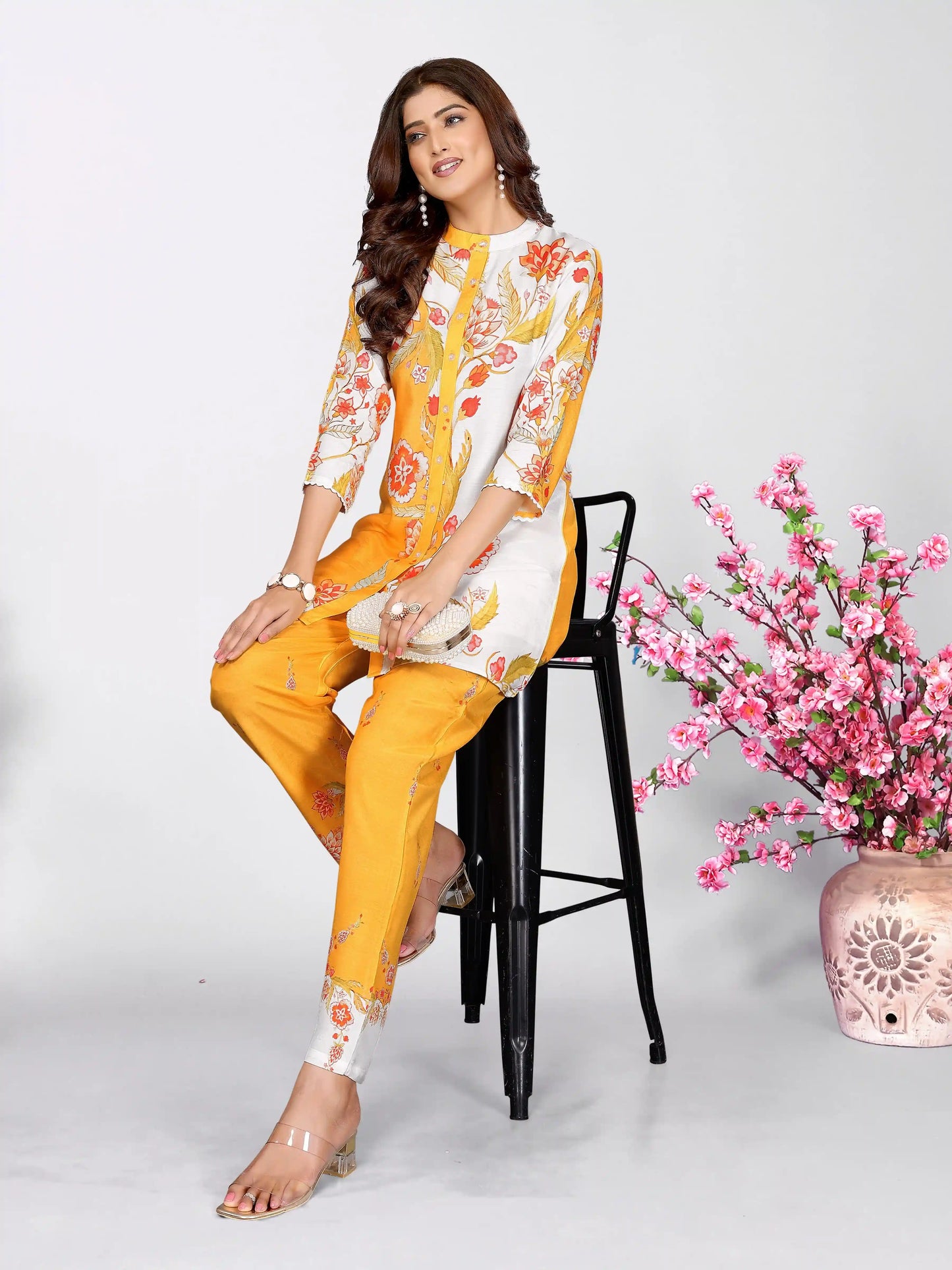 Marigold Yellow Floral Printed Co-ord Set