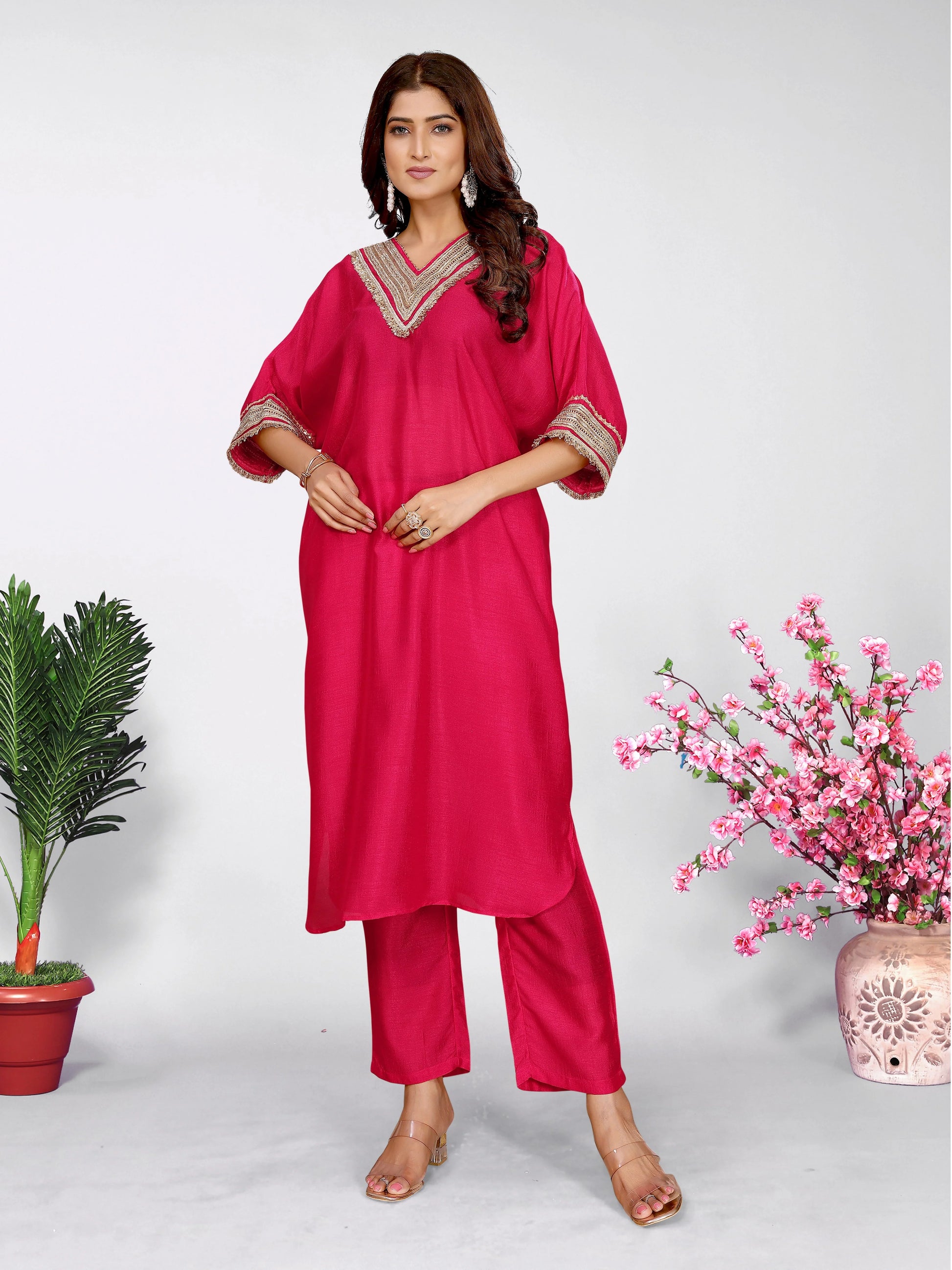 Crumble Pink Kaftan Set