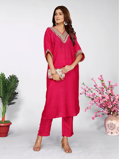 Crumble Pink Kaftan Set