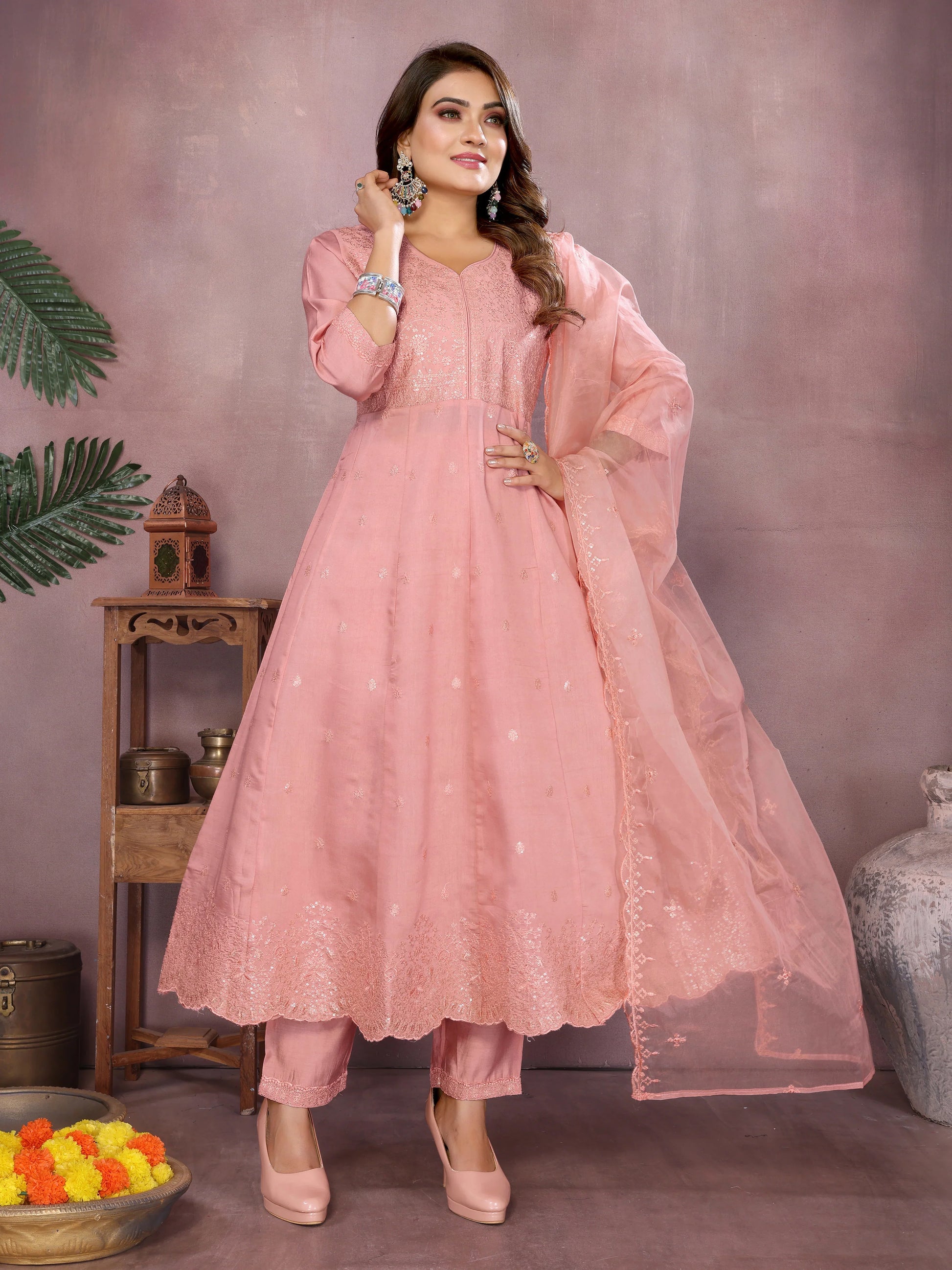 Blush Elegance Anarkali Set