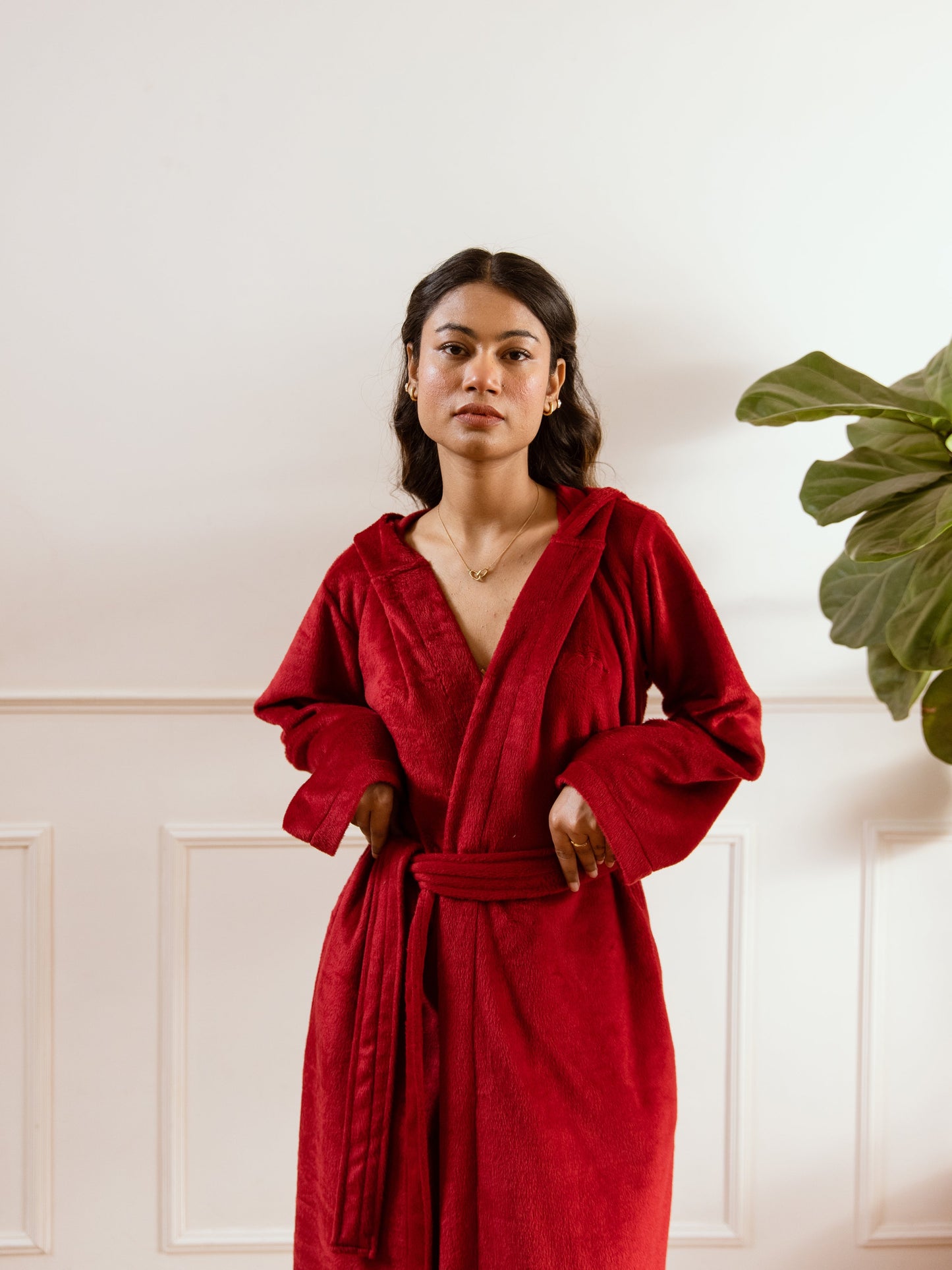 Maroon Super Soft Woollen Hoodie Robe
