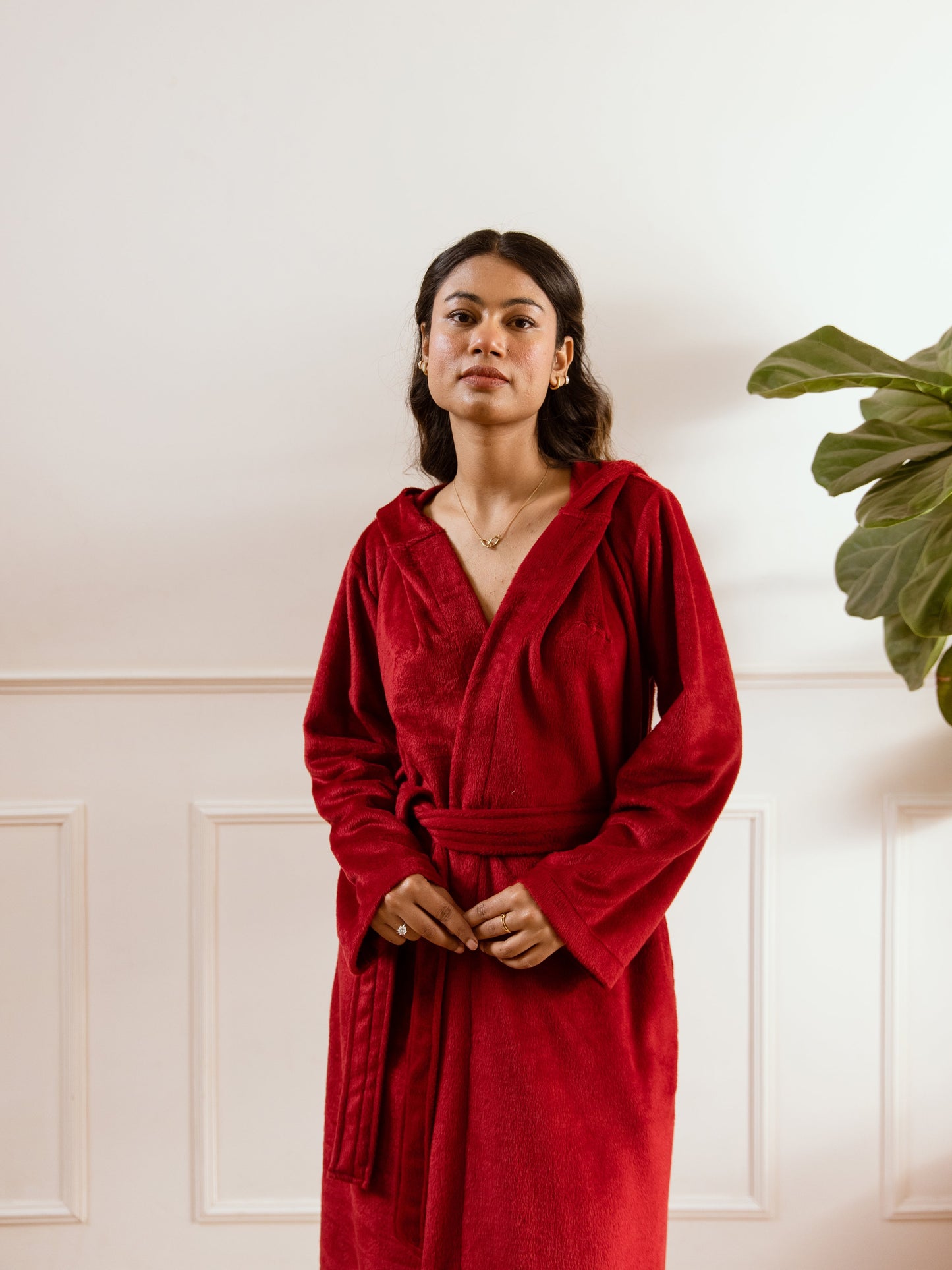 Maroon Super Soft Woollen Hoodie Robe