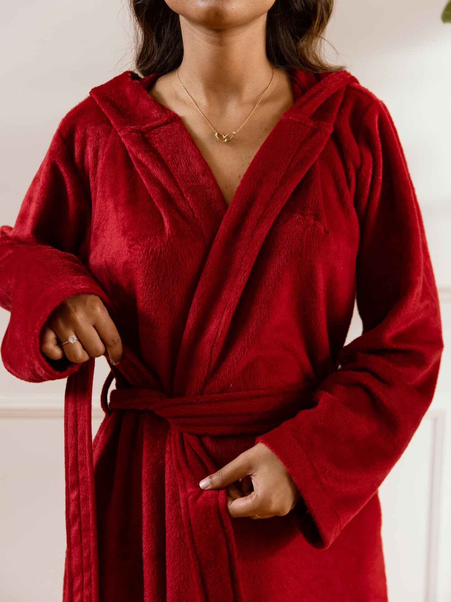 Maroon Super Soft Woollen Hoodie Robe
