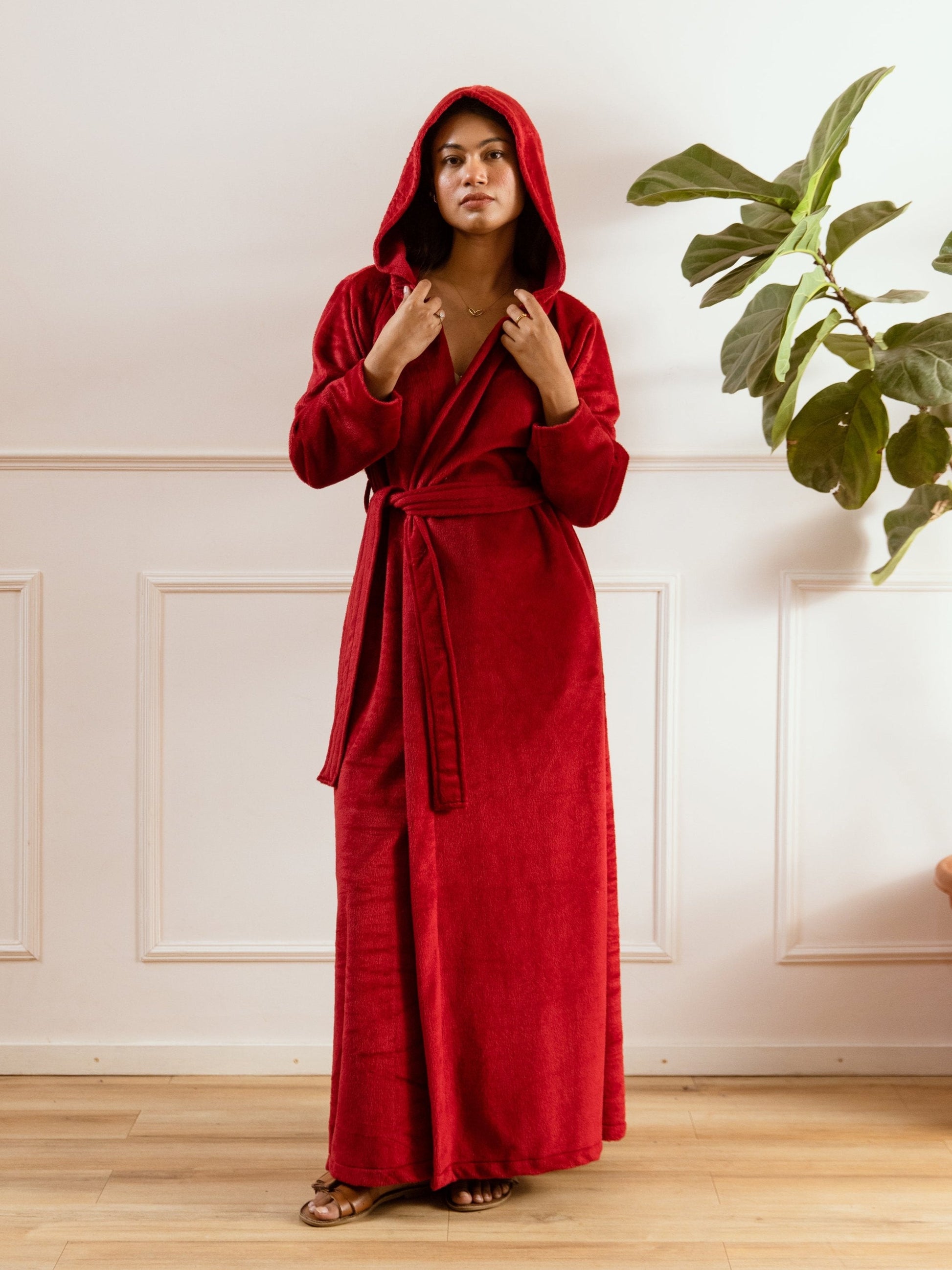 Maroon Super Soft Woollen Hoodie Robe