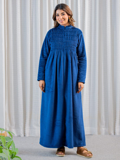 Super Soft Navy Blue pleated Woollen Maxi