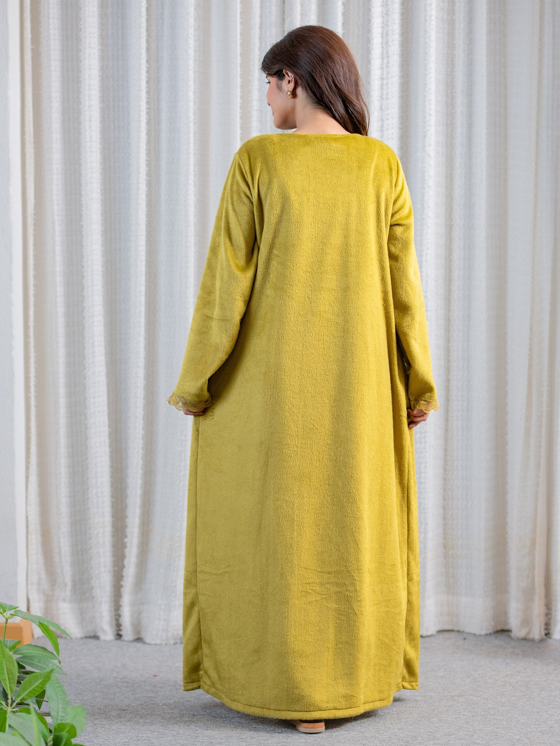 Olive Super Soft Woollen Maxi & Shrug Set