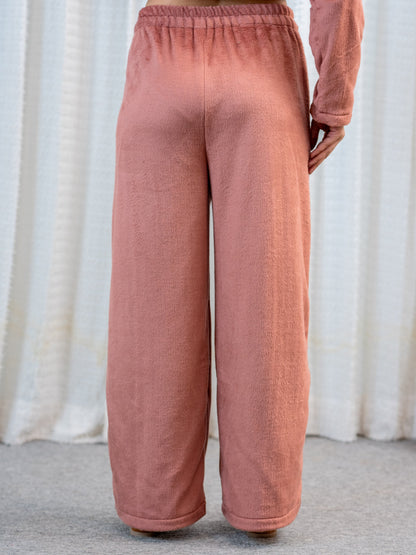 Super Soft Dusty Pink Pleated Long Kurta Woollen Set