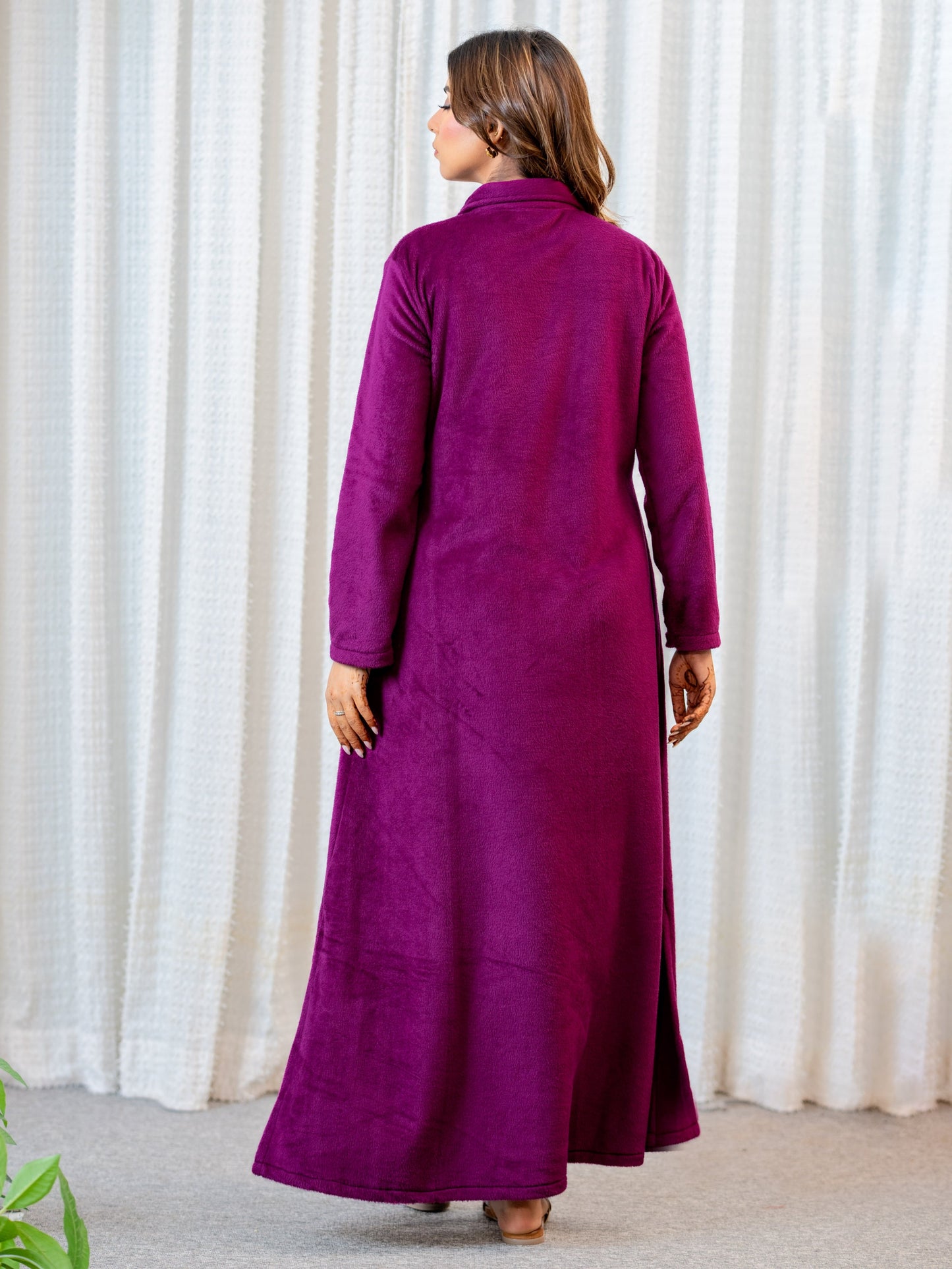 Super Soft Wine Collared Woollen Maxi