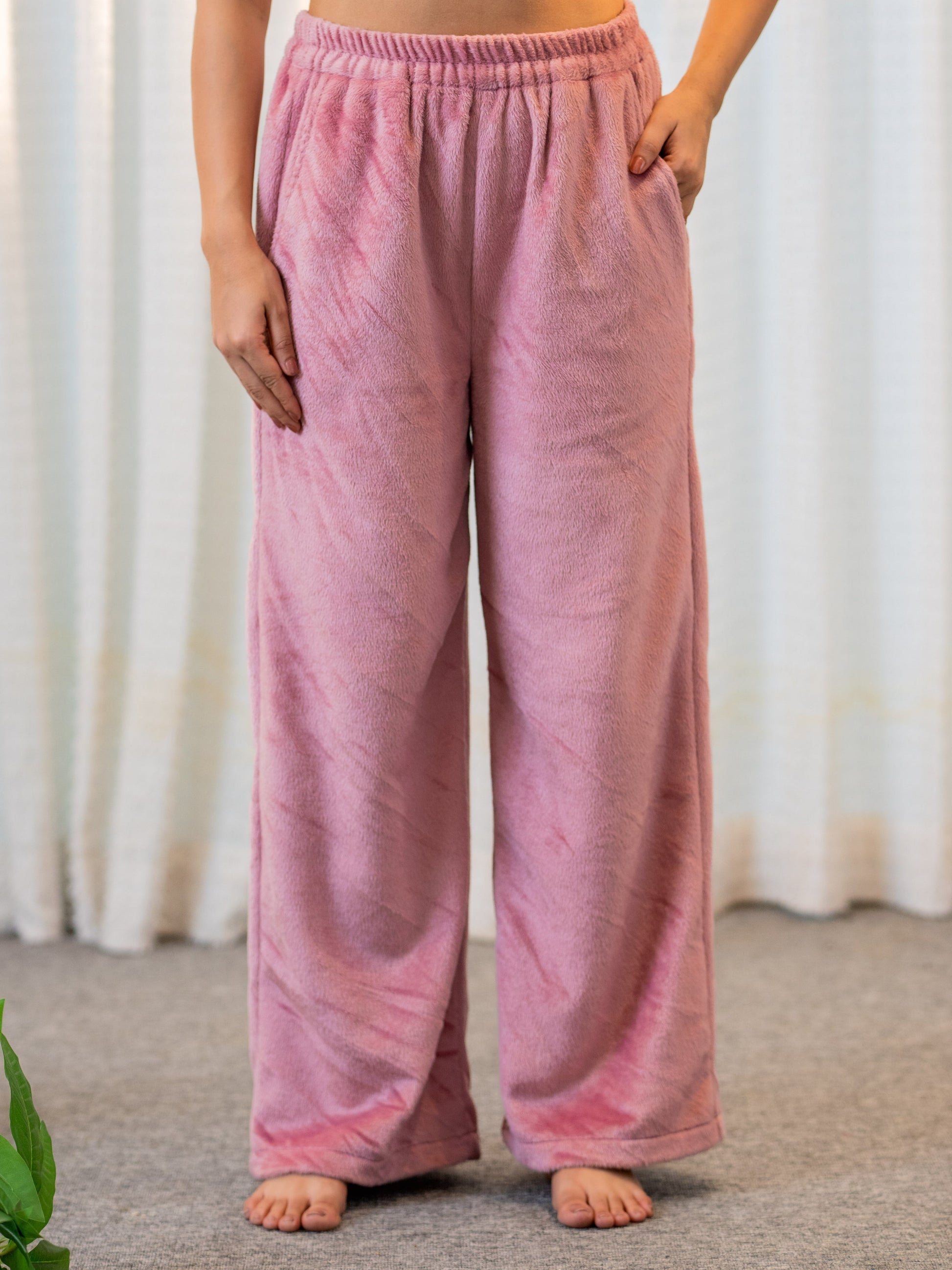 V Neck Super Soft Candy Pink Long Kurta woollen Set