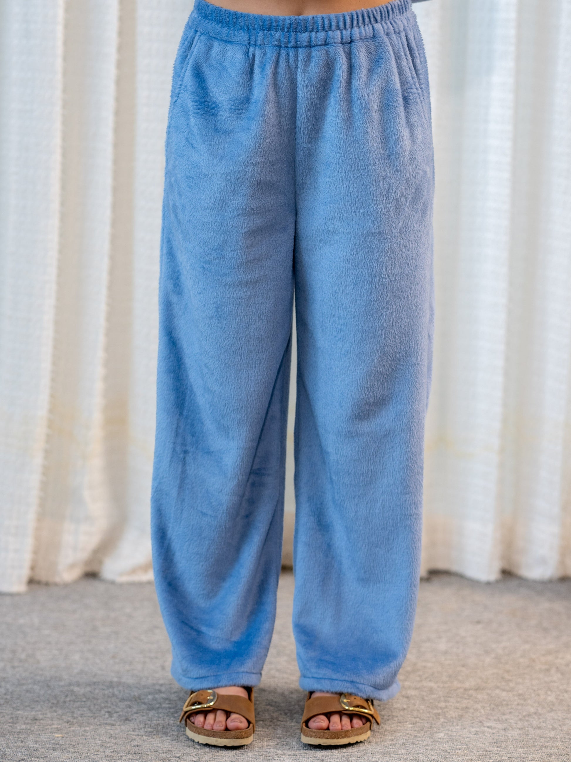 Light Blue Super Soft Woollen Bow Pajama Set
