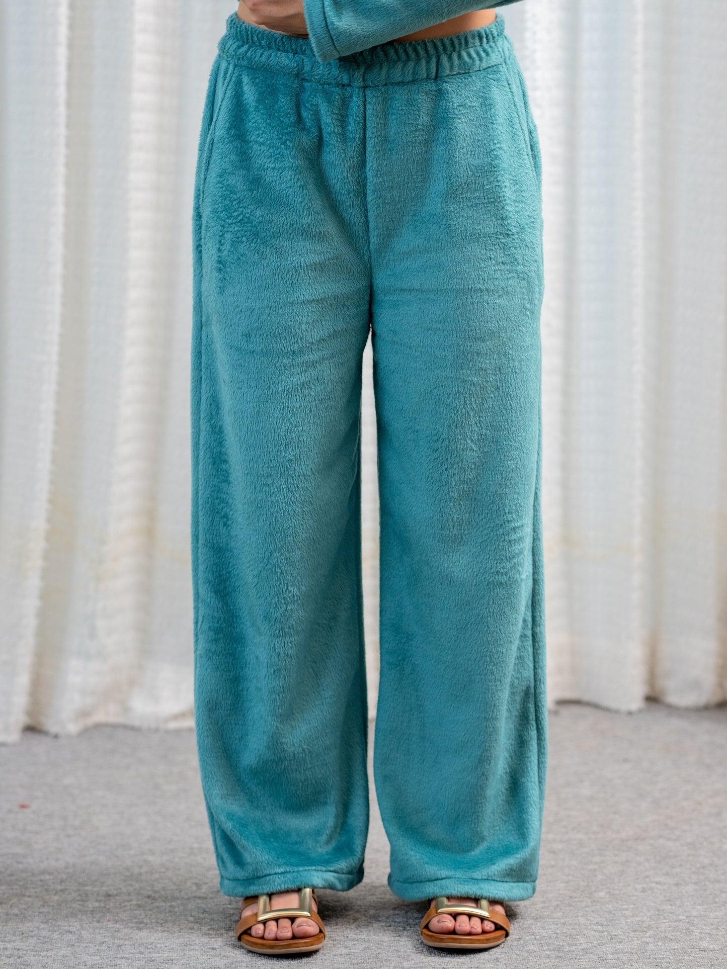 Super Soft Sea Green Classic Pleated Woollen Set